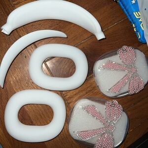 White and Pink Bow Decor Set